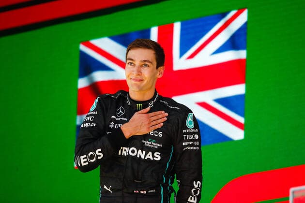 podium RUSSELL George (gbr), Mercedes AMG F1 Team W13, portrait during the Formula 1 Heineken Grande Premio de Sao Paulo 2022, Sao Paulo Grand Prix Grand Prix 2022, 21st round of the 2022 FIA Formula One World Championship, WM, Weltmeisterschaft from November 11 to 13, 2022 on the Interlagos Circuit, in Sao Paulo, Brazil - F1 - SAO PAULO GRAND PRIX 2022 - RACE DPPI Panoramic  00122048__V2_2014