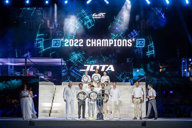 FIA WEC LMP2 CHAMPIONS: 38 JOTA (GBR) ORECA 07 GIBSON (LMP2) - ROBERTO GONZALEZ (MEX) ANTONIO FELIX DA COSTA (PRT) WILLIAM STEVENS (GBR) DURING THE 2022 FIA WORLD ENDURANCE CHAMPIONSHIP (FIA WEC) AWARDS CEREMONY, SOFITEL BAHRAIN ZALLAQ, ZALLAQ, BAHRAIN, NOVEMBER 13 2022 AUTOMOBILE : FIA WEC 2022 - CEREMONIE DE REMISE DES PRIX - 13 11 2022 MPSAgency Panoramic 