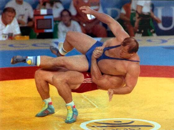 BARCELONA 1992-07-30 Alexander Karelin besegrar Tomas Johansson med ett smidjebälte i OS i Barcelona 1992. Foto Jan Collsiöö Pressens Bild kod 1001 BARCELONA SPANIEN brottning x1001x *** BARCELONA 1992 07 30 Alexander Karelin defeats Tomas Johansson with a blacksmiths belt at the 1992 Barcelona Olympics Photo Jan Collsiöö Press Picture Code 1001 BARCELONA SPAIN wrestling x1001x  Copyright: xJanxCollsiöö TTx OS BARCELONA 1992 BROTTNING