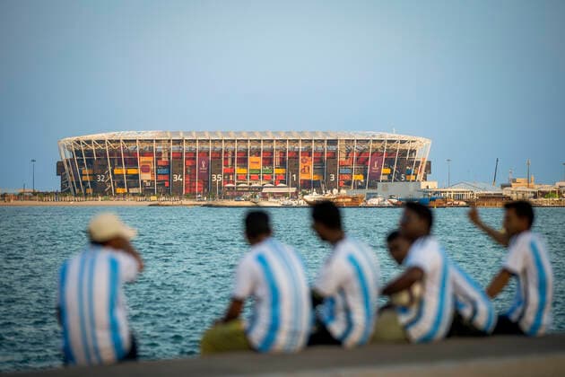 Bilder des Jahres, Sport 11 November Sport Themen der Woche KW46 Sport Bilder des Tages 15.11.2022, Doha Katar Qatar Fans of Argentina infant of the Stadium 974 Doha 4 days before the city hosts the FIFA World Cup, WM, Weltmeisterschaft, Fussball 2022 Foto: Moritz Müller *** 15 11 2022, Doha Qatar Fans of Argentina infant of the Stadium 974 Doha 4 days before the city hosts the Fifa World Cup 2022 Photo Moritz Müller