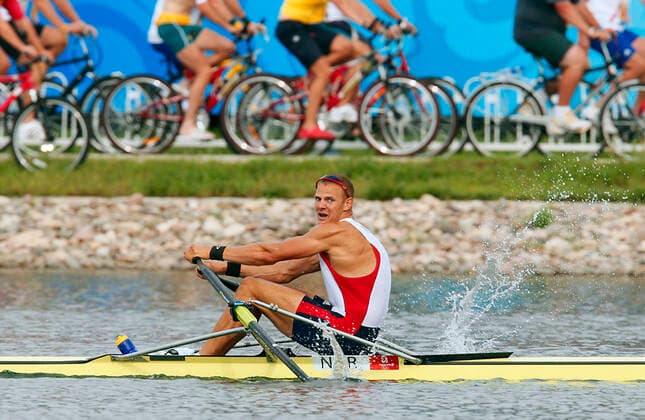 BEIJING, CHINA 20080816: Olaf Tufte of Norway took the gold medal in the men s single sculls rowing competion during the Beijing 2008 Olympic Games, Olympische Spiele, Olympia, OS at Shunyi Olympic Rowing Park, saturday August 16th, 2008. BEIJING CHINA BILDER x10550x *** BEIJING, CHINA 20080816 Olaf Tufte of Norway took the gold medal in the men s single sculls rowing competion during the Beijing 2008 Olympic Games at Shunyi Olympic Rowing Park, saturday August 16th, 2008 BEIJING CHINA PICTURES x10550x  Copyright: xJunge,xHeikox OLYMPIC GAMES BEIJING