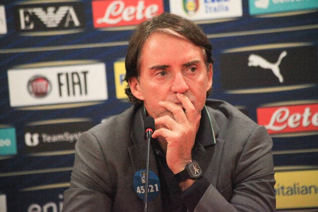 Sport Bilder des Tages Roberto Mancini head coach of Italy during the press conference, PK, Pressekonferenz the day before the friendly football game between the national teams of Albania and Italy, at Air Albania Stadium on 15 November 2022, Tirana, Albania. Photo Nderim Kaceli  Copyright: xNderimxKacelix xipa-agency.netx xLivexMediax 0 IPA_IPA34526759