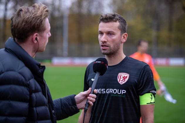 GFC Kapitän Tom Weilandt im Interview GER, Fussball, Regionalliga, Saison 2022 2023, Greifswalder FC - BSG Chemie Leipzig, Volksstadion, Greifswald