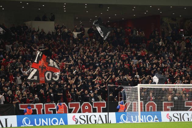 November 16, 2022, Tirana, Albania: Albanian fans during the football friendly football game between the national teams of Albania and Italy, at Air Albania Stadium on 15 November 2022, Tirana, Albania. Photo . friendly football match - Albania vs Italy, Tirana, Albania  - ZUMAl164 20221116_zsa_l164_064 Copyright: xNderimxKacelix
