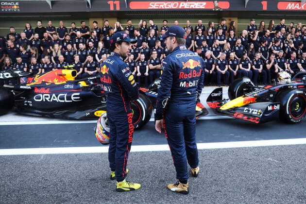 F1 Abu Dhabi Grand Prix Previews Sergio Perez and Max Verstappen of Red Bull Racing before the Formula 1 Abu Dhabi Grand Prix at Yas Marina Circuit in Abu Dhabi, United Arab Emirates on November 17, 2022. Abu Dhabi United Arab Emirates  Copyright: xJakubxPorzyckix originalFilename:porzycki-f1abudha221117_np2Ca.jpg