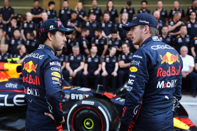 F1 Abu Dhabi Grand Prix Previews Sergio Perez and Max Verstappen of Red Bull Racing before the Formula 1 Abu Dhabi Grand Prix at Yas Marina Circuit in Abu Dhabi, United Arab Emirates on November 17, 2022. Abu Dhabi United Arab Emirates  Copyright: xJakubxPorzyckix originalFilename:porzycki-f1abudha221117_npUOW.jpg