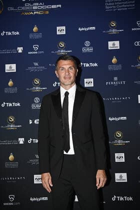 Foto Fabio Ferrari LaPresse - 17 Novembre 2022 - Dubai, Emirati Arabi Uniti - - Calcio -17ma edizione di Dubai International Sports Conference - Globe Soccer Awards 2022. Nella foto: Paolo Maldini November 17, 2022 Dubai, United Arab Emirates - sport - Soccer - 17th edition of the Dubai International Sports Conference - Globe Soccer Awards 2022. In the pic: Paolo Maldini  Copyright: xFabioxFerrari LaPressex