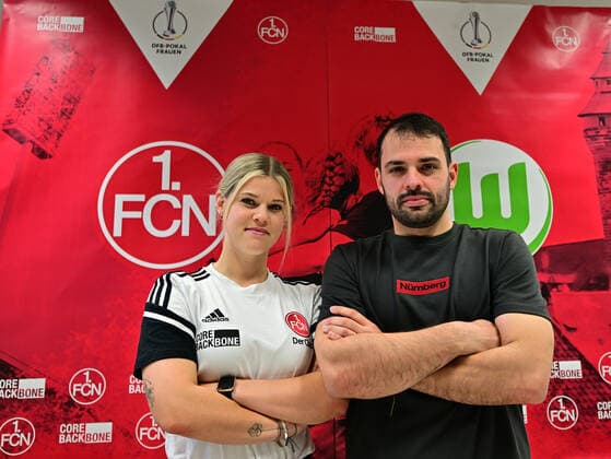 17.11.2022 - 1. FC Nürnberg Nuernberg FCN Club Frauen Damen - Medientermin - Pressekonferenz im Vorfeld des Frauen-DFB-Pokalspiels geben den VfL Wolfsburg - - Lea Paulick (1, 1. FC Nürnberg FCN ) Osman Cankaya ( Trainer 1. FC Nürnberg FCN )