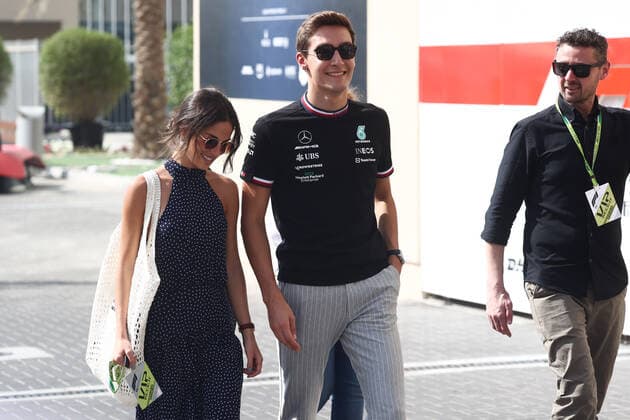 F1 Abu Dhabi Grand Prix Practice 3 Carmen Mundt and George Russell before the third practice ahead of the Formula 1 Abu Dhabi Grand Prix at Yas Marina Circuit in Abu Dhabi, United Arab Emirates on November 19, 2022. Abu Dhabi United Arab Emirates  Copyright: xJakubxPorzyckix originalFilename:porzycki-f1abudha221119_npLtx.jpg