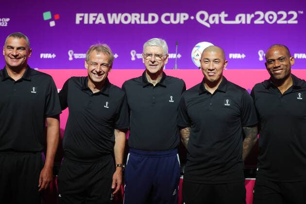 Sport Themen der Woche KW46 Sport Bilder des Tages Arsne Wenger, FIFA Chief of Global Football Development, Jürgen Klinsmann, Technical Study Group member and the technical team during the TSG press conference, PK, Pressekonferenz at the Main Media Centre, Doha on 19 November 2022. Copyright: xPeterxDovganx 34790002