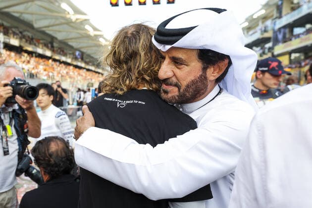 BEN SULAYEM Mohammed (uae), President of the FIA, VETTEL Sebastian (ger), Aston Martin F1 Team AMR22, portrait during the Formula 1 Etihad Airways Abu Dhabi Grand Prix 2022, 22nd round of the 2022 FIA Formula One World Championship, WM, Weltmeisterschaft from November 18 to 20, 2022 on the Yas Marina Circuit, in Yas Island, Abu Dhabi - F1 - ABU DHABI GRAND PRIX 2022 - RACE DPPI Panoramic 00122050_G00D1482.JPG