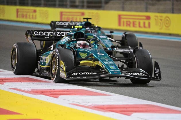 5 Sebastian Vettel (DEU, Aston Martin Aramco Cognizant F1 Team), 18 Lance Stroll (CAN, Aston Martin Aramco Cognizant F1 Team), F1 Grand Prix of Abu Dhabi at Yas Marina Circuit on November 20, 2022 in Abu Dhabi, United Arab Emirates. (Photo by HOCH ZWEI) Abu Dhabi United Arab Emirates