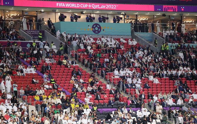 Qatar v Ecuador 2022 FIFA World Cup, WM, Weltmeisterschaft, Fussball Empty seats during the 2022 FIFA World Cup Group A match at Al Bayt Stadium, Al Bayt Content Not Available For UK Newspapers Copyright: xPaulxChestertonx FIL-17627-0152 UK Newspapers OUT