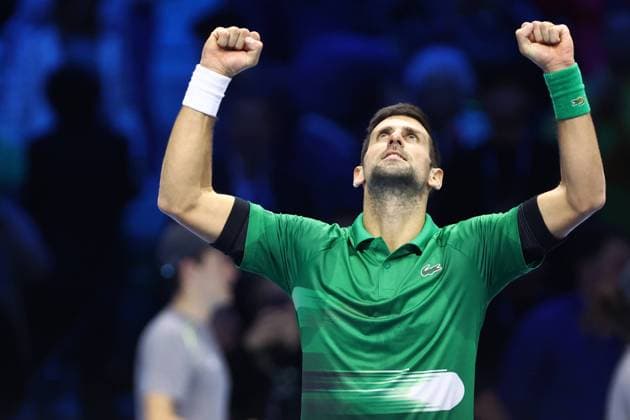 Novak Djokovic vs Casper Ruud Novak Djokovic of Serbia celebrates at the end of the final singles match between Novak Djokovic of Serbia and Casper Ruud of Norway during Day Eight of the Nitto ATP, Tennis Herren World Tour Finals. Torino Pala Alpitour Italy Copyright: xMarcoxCanonierox