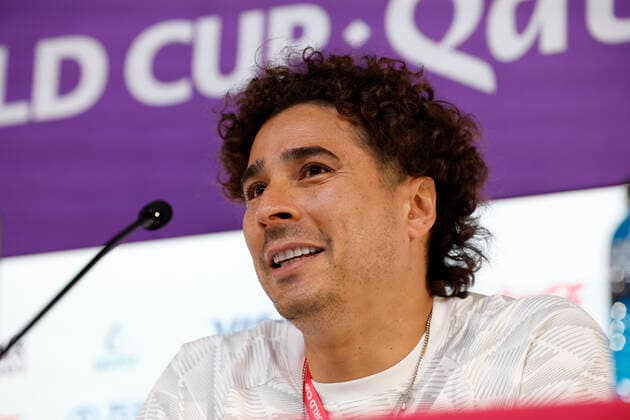 Mexico s goalkeeper Guillermo Ochoa attends a press conference, PK, Pressekonferenz at the Qatar National Convention Center in Doha, Qatar, 21 November 2022. Mexico will play Poland in their group C match of the FIFA World Cup, WM, Weltmeisterschaft, Fussball 2022 on 22 November. Mexico press conference !ACHTUNG: NUR REDAKTIONELLE NUTZUNG!  Copyright: xJoséxMendezx EVE433 20221121-2fd521ec7d0bce995ef96e3542db087d96ec3323