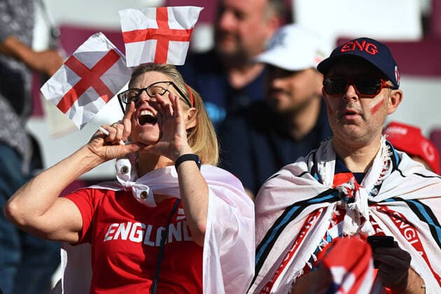 Qatar Soccer World Cup England - Iran 8321226 21.11.2022 England s supporters wait before the start of the Qatar 2022 World Cup Group B soccer match between England and Iran at the Khalifa International Stadium in Doha, Qatar. Grigory Sysoev Sputnik Doha Qatar  Copyright: xGrigoryxSysoevx