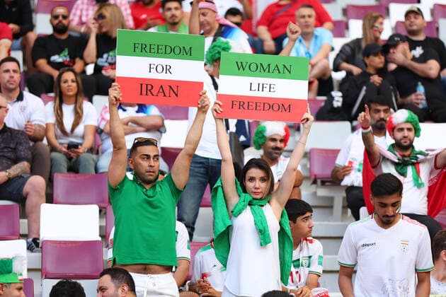 Iran fans (IRI), NOVEMBER 21, 2022 - Football Soccer : FIFA World Cup, WM, Weltmeisterschaft, Fussball Qatar 2022 Group B match between England 6-2 Iran at Khalifa International Stadium in Al Rayyan, Qatar.  (204411676)