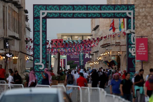 Football fans in Doha Football fans in the city center on the first day of the FIFA World Cup, WM, Weltmeisterschaft, Fussball in Doha, Qatar on November 21, 2022. IgorxKralj PIXSELL