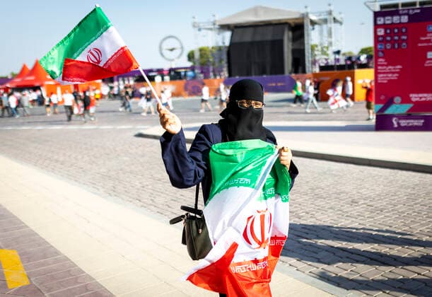 Doha, Qatar. 21st Nov, 2022. Iran Fan England - Iran World Cup 2022 in Qatar 21.11.2022 Credit: Moritz Müller *** Doha, Qatar 21st Nov, 2022 Iran Fan England Iran World Cup 2022 in Qatar 21 11 2022 Credit Moritz Müller