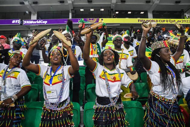 Al Thumama, QATAR - NOVEMBER 21: Senegal Supporters during the World Cup Match between Senegal and Netherlands at Al Thumama Stadium on November 21 in Al Thumama, Qatar. Photo by Shengolpixs. Copyright: xShengolpixsx