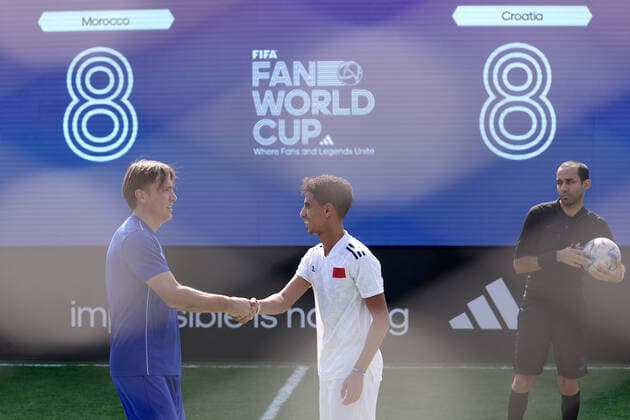FIFA Fan World Cup, Croatia v Morocco: FIFA World Cup, WM, Weltmeisterschaft, Fussball Qatar 2022 Croatian former footballer and FIFA Legend Dario Simic plays for Croatian fans during the FIFA Fan World Cup match between Croatia and Morocco fans at the Fifa Fan Festival at Al Bidda Park on November 22, 2022., in Doha, Qatar. IgorxKralj PIXSELL
