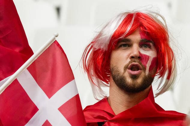 Mandatory Credit: Photo by Dave Shopland Shutterstock (13626441a) Denmark (Danish) fans enjoy the build up to the game Denmark v Tunisia, FIFA World Cup, WM, Weltmeisterschaft, Fussball 2022, Group D, Football, Education City Stadium, Doha, Qatar - 22 Nov 2022 Editorial Use Only Denmark v Tunisia, FIFA World Cup 2022, Group D, Football, Education City Stadium, Doha, Qatar - 22 Nov 2022 Editorial Use Only  Copyright: xDavexShopland Shutterstockx 13626441a