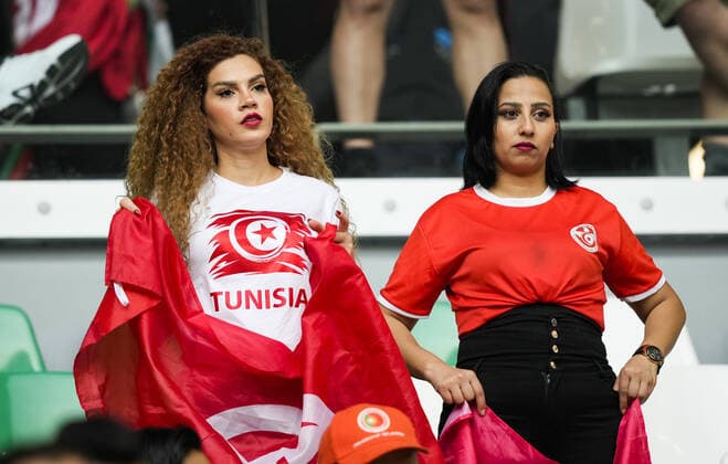 Mandatory Credit: Photo by Dave Shopland Shutterstock (13626441o) Tunisian (Tunisia) fans enjoy the build up to the game Denmark v Tunisia, FIFA World Cup, WM, Weltmeisterschaft, Fussball 2022, Group D, Football, Education City Stadium, Doha, Qatar - 22 Nov 2022 Editorial Use Only Denmark v Tunisia, FIFA World Cup 2022, Group D, Football, Education City Stadium, Doha, Qatar - 22 Nov 2022 Editorial Use Only  Copyright: xDavexShopland Shutterstockx 13626441o