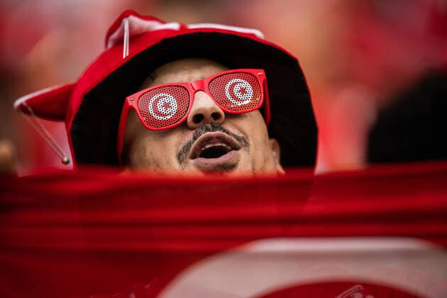 221122 A fan of Tunisia ahead of the FIFA World Cup, WM, Weltmeisterschaft, Fussball 2022 football match between Denmark and Tunisia on November 22, 2022 in Doha. Photo: Joel Marklund BILDBYRAN kod JM JM0382 bbeng fotboll football soccer fotball vm fotbolls-vm fotball-vm fotbolls-vm 2022 fifa world cup 2022 danmark denmark tunisien tunisia publik *** 221122 A fan of Tunisia ahead of the FIFA World Cup 2022 football match between Denmark and Tunisia on November 22, 2022 in Doha Photo Joel Marklund PHOTO AGENCY code JM JM0382 bbeng football football soccer fotball vm fotbols vm fotbols vm fotbols vm 2022 fifa world cup 2022 denmark denmark tunisia tunisia audience,  Copyright: JOELxMARKLUND BB221122JM016