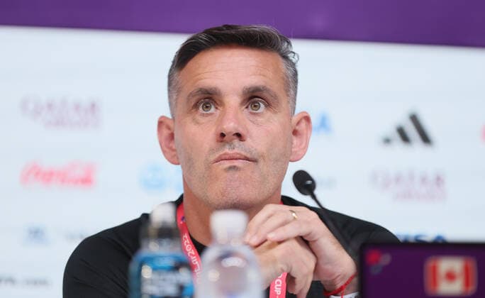 Canada s head coach John Herdman pictured during a press conference, PK, Pressekonferenz of the national soccer team of Canada, at Qatar National Convention Center QNCC, in Doha, State of Qatar, Tuesday 22 November 2022. Canada will be the first adversary of the Belgian Red Devils in group F of the FIFA 2022 World Cup in Qatar. VIRGINIExLEFOUR  x52815803x