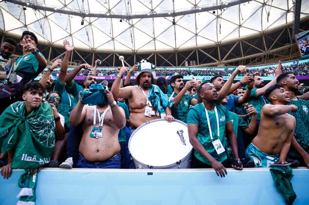 Argentina v Saudi Arabia 2022 FIFA World Cup, WM, Weltmeisterschaft, Fussball Saudi Arabia fans celebrates after the 2022 FIFA World Cup Group C match at Lusail Stadium, Lusail Content Not Available For UK Newspapers Copyright: xPaulxChestertonx FIL-17637-0223 UK Newspapers OUT