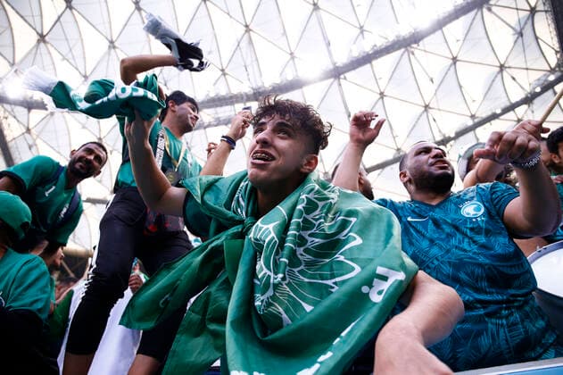 Argentina v Saudi Arabia 2022 FIFA World Cup, WM, Weltmeisterschaft, Fussball Saudi Arabia fans celebrates after the 2022 FIFA World Cup Group C match at Lusail Stadium, Lusail Content Not Available For UK Newspapers Copyright: xPaulxChestertonx FIL-17637-0226 UK Newspapers OUT