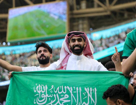 Argentina v Saudi Arabia 2022 FIFA World Cup, WM, Weltmeisterschaft, Fussball Saudi Arabia fans celebrates after the 2022 FIFA World Cup Group C match at Lusail Stadium, Lusail Content Not Available For UK Newspapers Copyright: xPaulxChestertonx FIL-17637-0265 UK Newspapers OUT