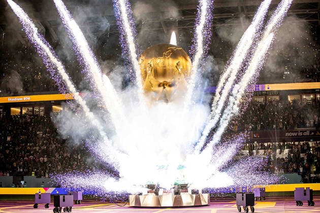 Sport Bilder des Tages 22.11.2022 DOHA, KATAR, STADIUM 974, PILKA NOZNA MISTRZOSTWA SWIATA W PILCE NOZNEJ KATAR 2022 ( FIFA World Cup, WM, Weltmeisterschaft, Fussball QATAR 2022 ) MECZ MEKSYK - POLSKA GAME MEXICO - POLAND NZ CEREMONIA OTWARCIA INTRO FOTO LUKASZ SKWIOT CYFRASPORT NEWSPIX.PL --- Newspix.pl  20221122CSLS075