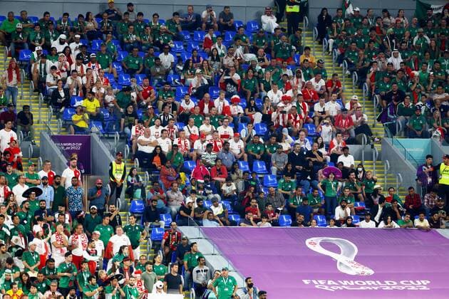 Mandatory Credit: Photo by Kieran McManus Shutterstock (13626428ca) Empty seats in the stands. Mexico v Poland, FIFA World Cup, WM, Weltmeisterschaft, Fussball 2022, Group C, Football, Stadium 974, Doha, Qatar - 22 Nov 2022 Editorial Use Only Mexico v Poland, FIFA World Cup 2022, Group C, Football, Stadium 974, Doha, Qatar - 22 Nov 2022 Editorial Use Only Copyright: xKieranxMcManus Shutterstockx 13626428ca