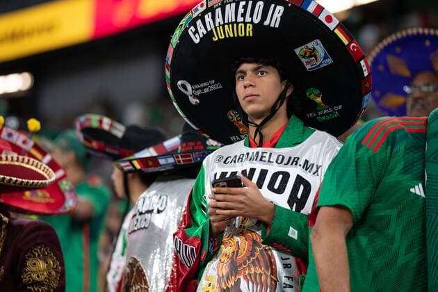 RECORD DATE NOT STATED FIFA World Cup, WM, Weltmeisterschaft, Fussball Qatar 2022 Mexico vs Poland Fans o Aficion caramelo Jr during the game Mexican national team, Nationalteam (Mexico) vs Poland, Corresponding to Group C of the FIFA World Cup Qatar 2022, at 974 Stadium, Ras Abu Aboud, November 22, 2022. <br><br> Fans o Aficion Caramelo Junior durante el partido Seleccion Nacional Mexicana (Mexico) vs Polonia, correspondiente al Grupo C de la Copa Mundial de la FIFA Qatar 2022, en el Estadio 974, Ras Abu Aboud, 22 de noviembre de 2022. RAS ABU ABOUD DOHA QATAR  Copyright: xDavidxLeahx 20221122_6624