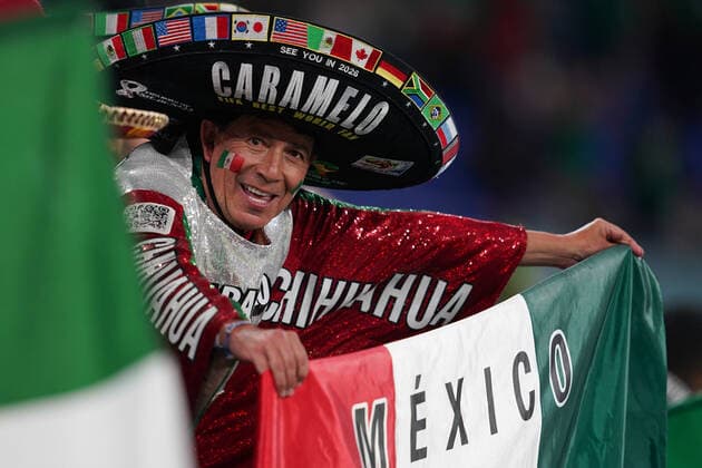 Stadium 974 Stadium DOHA, QATAR - NOVEMBER 22: Supporters of Team Mexico with flags during the FIFA World Cup, WM, Weltmeisterschaft, Fussball Qatar 2022 group C match between Mexico and Poland at Stadium 974 Stadium on November 22, 2022 in Doha, Qatar. (Photo by Florencia Tan Jun PxImages) (Florencia Tan Jun SPP)  Copyright: xFlorenciaxTanxJunx xSPPx spp-en-FlTaJu-ftj221122002_mex-pol