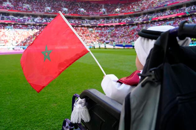 QAT: Croatia-Morocco. Qatar 2022 World Cup. Morocco boy fan on the pitch during the Qatar 2022 World Cup match, group F, date 1, between Morocco and Croatia played at Al Bayt Stadium on Nov 23, 2022 in Al Khor, Qatar. kpng Copyright: xBaguxBlancox xPRESSINPHOTOx WC_221123_109