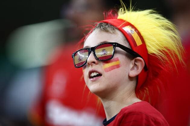 Mandatory Credit: Photo by Michael Zemanek Shutterstock (13626470e) A Spain fan. Spain v Costa Rica, FIFA World Cup, WM, Weltmeisterschaft, Fussball 2022, Group E, Football, Al Thumama Stadium, Doha, Qatar - 23 Nov 2022 Editorial Use Only Spain v Costa Rica, FIFA World Cup 2022, Group E, Football, Al Thumama Stadium, Doha, Qatar - 23 Nov 2022 Editorial Use Only  Copyright: xMichaelxZemanek Shutterstockx 13626470e
