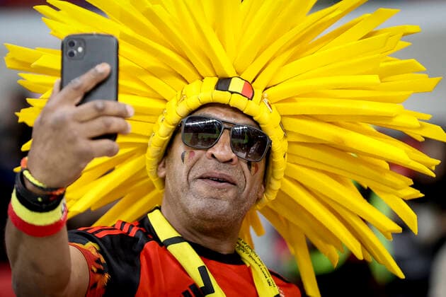 Belgian fans and supporters pictured during a soccer game between Belgium s national team, Nationalteam the Red Devils and Canada, in Group F of the FIFA 2022 World Cup in Al Rayyan, State of Qatar on Wednesday 23 November 2022. BRUNOxFAHY  x53193633x