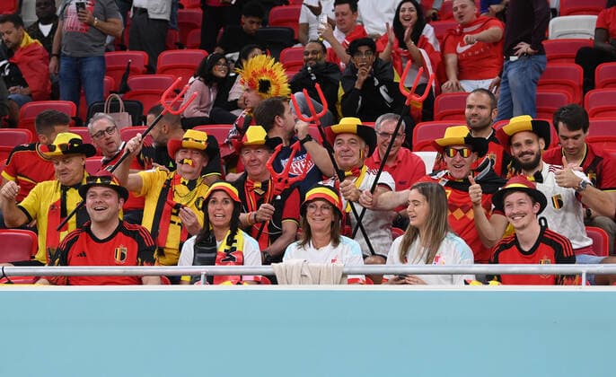 Fussball, Herren, Saison 2022 23, WM in Katar, Gruppe F (1. Spieltag), Belgien - Kanada im Ahmed bin Ali Stadium in Ar-Rayyan, Fans von Belgien, 23.11. 2022, Copyright: xMatthiasxKochx