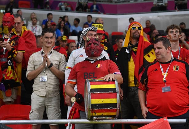 Fussball, Herren, Saison 2022 23, WM in Katar, Gruppe F (1. Spieltag), Belgien - Kanada im Ahmed bin Ali Stadium in Ar-Rayyan, Fans von Belgien, 23.11. 2022, Copyright: xMatthiasxKochx