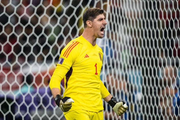221123 Goalkeeper Thibaut Courtoisof Belgium celebrates during the FIFA World Cup, WM, Weltmeisterschaft, Fussball 2022 football match between Belgium and Canada on November 23, 2022 in Doha. Photo: Joel Marklund BILDBYRAN kod JM JM0385 bbeng fotboll football soccer fotball vm fotbolls-vm fotball-vm fotbolls-vm 2022 fifa world cup 2022 belgien belgium kanada canada jubel Copyright: JOELxMARKLUND BB221123JM116