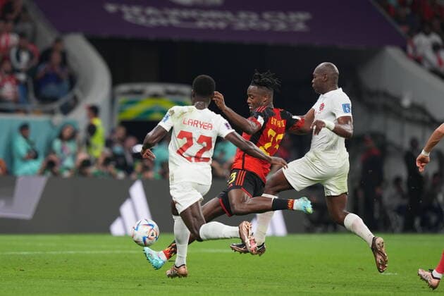 QAT, WM FIFA 2022, Group F, Belgien vs Kanada 23.11.2022, Khalifa International Stadium, Doha, QAT, WM FIFA 2022, Group F, Belgien vs Kanada, im Bild Belgium s forward Michy Batshuayi erzielt das Tor zum 1:0.