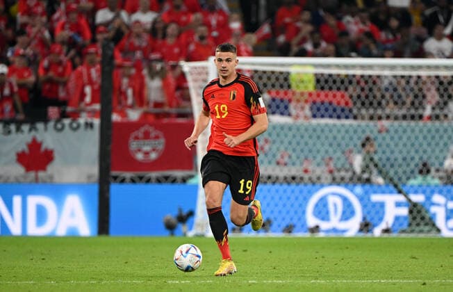 Fussball, Herren, Saison 2022 23, WM in Katar, Gruppe F (1. Spieltag), Belgien - Kanada im Ahmed bin Ali Stadium in Ar-Rayyan, Leander Dendoncker (Belgien), 23.11. 2022, Copyright: xMatthiasxKochx