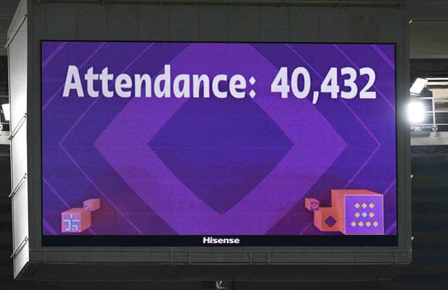 Fussball, Herren, Saison 2022 23, WM in Katar, Gruppe F (1. Spieltag), Belgien - Kanada im Ahmed bin Ali Stadium in Ar-Rayyan, Anzeigetafel mit Zuschauerzahl, 40432, 23.11. 2022, Copyright: xMatthiasxKochx