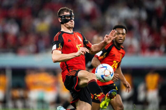 221123 Thomas Meunier of Belgium during the FIFA World Cup, WM, Weltmeisterschaft, Fussball 2022 football match between Belgium and Canada on November 23, 2022 in Doha. Photo: Joel Marklund BILDBYRAN kod JM JM0385 bbeng fotboll football soccer fotball vm fotbolls-vm fotball-vm fotbolls-vm 2022 fifa world cup 2022 belgien belgium kanada canada Copyright: JOELxMARKLUND BB221123JM153