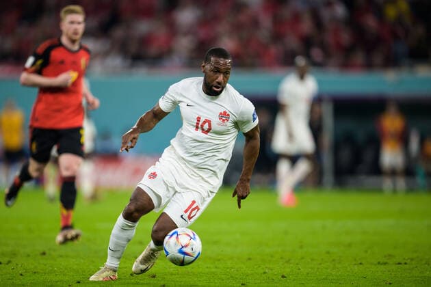 221123 Junior Hoilett of Canada during the FIFA World Cup, WM, Weltmeisterschaft, Fussball 2022 football match between Belgium and Canada on November 23, 2022 in Doha. Photo: Joel Marklund BILDBYRAN kod JM JM0385 bbeng fotboll football soccer fotball vm fotbolls-vm fotball-vm fotbolls-vm 2022 fifa world cup 2022 belgien belgium kanada canada Copyright: JOELxMARKLUND BB221123JM223