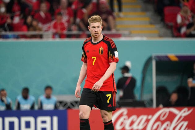 Fussball , Nationalmannschaft, FIFA WM 2022, Fussball World Cup Qatar 2022, GruppenPhase, Belgien-Kanada, 23.11.2022, Doha Qatar, Kevin de Bruyne , Belgien Aktion, Einzelbild Foto Chai von der Laage FIFA regulations prohibit any use of photographs as image sequences and or quasi-video. EDITORIAL USE ONLY,