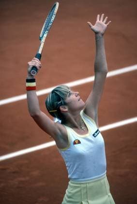 Chris Evert preparing to serve during a match at the 1981 French Open Chris Evert preparing to serve during a match at the 1981 French Open