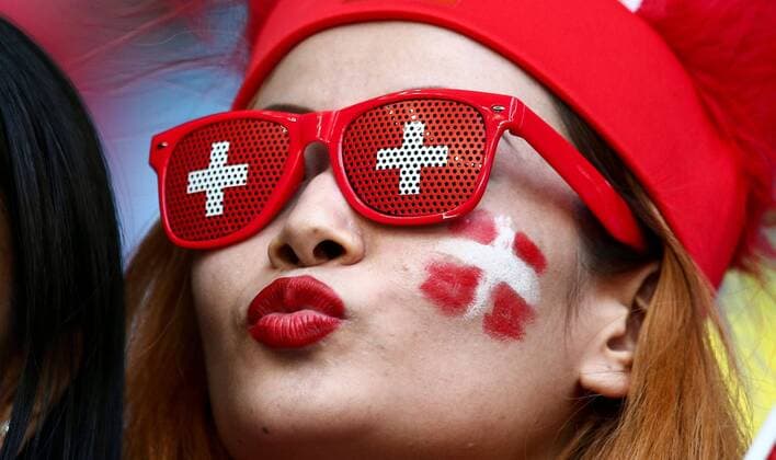 Mandatory Credit: Photo by Michael Zemanek Shutterstock (13626504s) Switzerland fan Switzerland v Cameroon, FIFA World Cup, WM, Weltmeisterschaft, Fussball 2022, Group G, Football, Al Janoub Stadium, Al Wakrah, Qatar - 24 Nov 2022 Editorial Use Only Switzerland v Cameroon, FIFA World Cup 2022, Group G, Football, Al Janoub Stadium, Al Wakrah, Qatar - 24 Nov 2022 Editorial Use Only  Copyright: xMichaelxZemanek Shutterstockx 13626504s